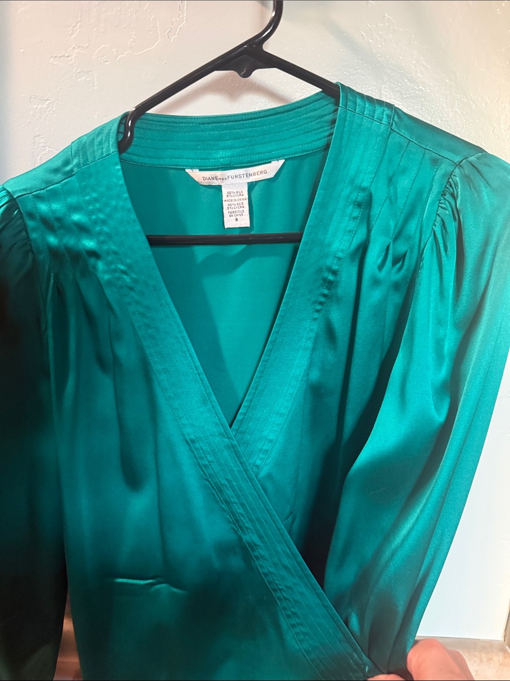 Diane Von Furstenberg Vibrant Green Silk Blouse